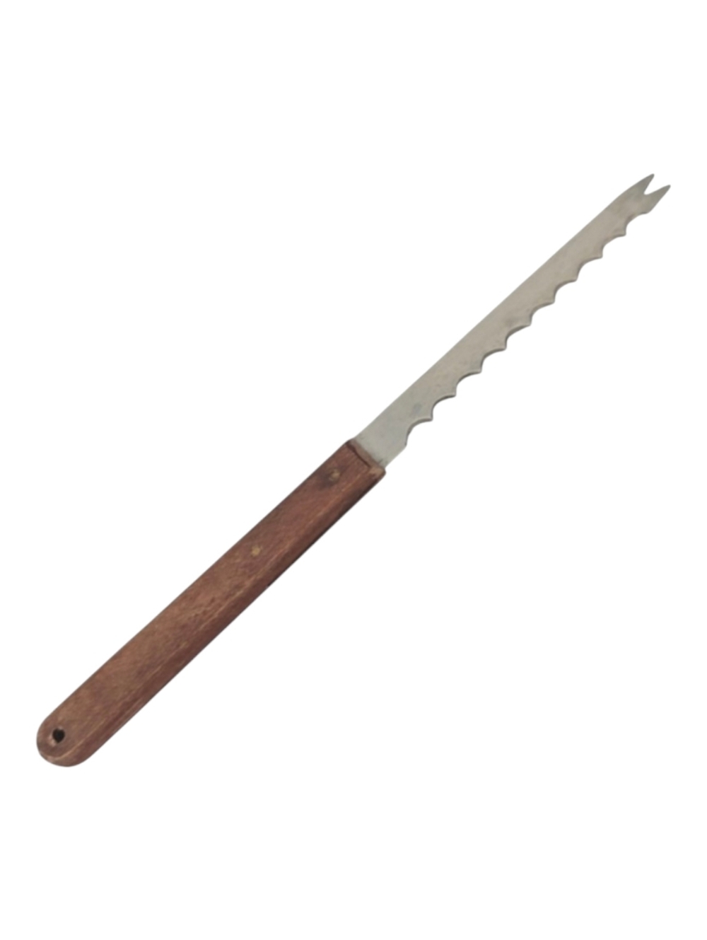 VTG Goodwood SS Fork Tip Serrated Cheese Charcuterie Knife, Wood Handle Japan